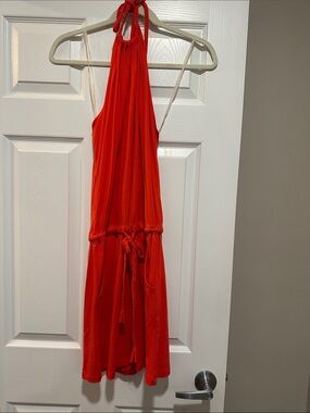 Halter Neck Midi Dress - Red